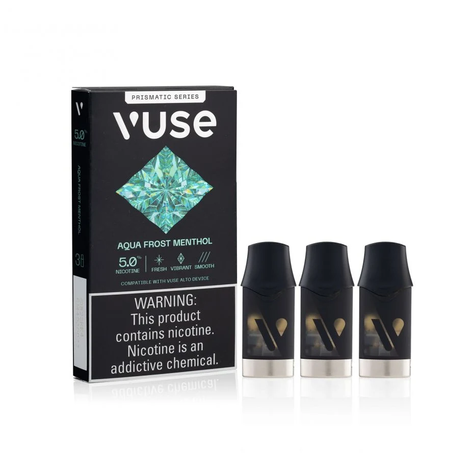 mr.fog nova flavor pods array with Banana Taffy Freeze highlighted showing packaging and e-liquid color
