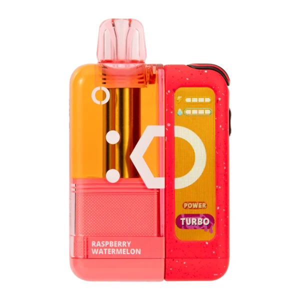 Close-up of a modern strawberry and cream vape device using mesh coil technology