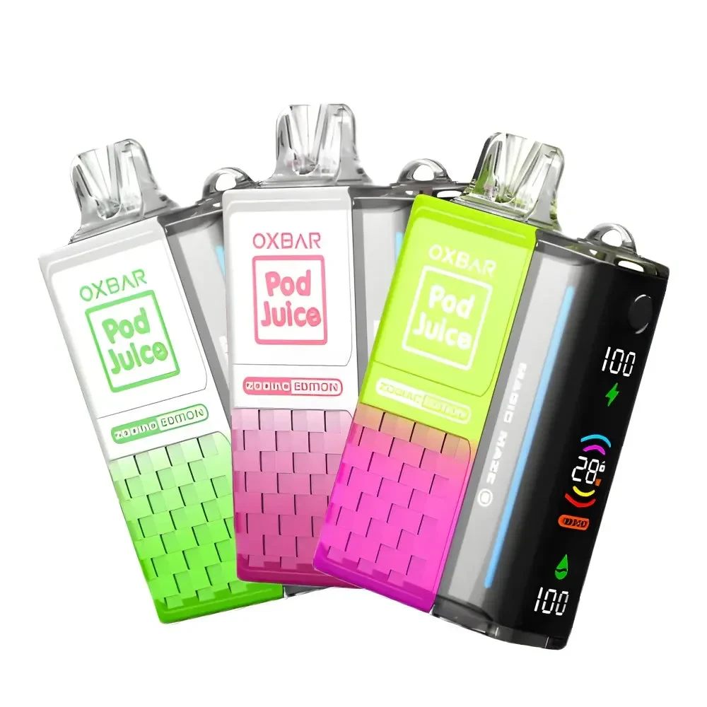foger vape omg b pop - A close-up of the Foger Vape Omg B Pop Geek Bar Pulse device showing the flavor label and vaping indicator light